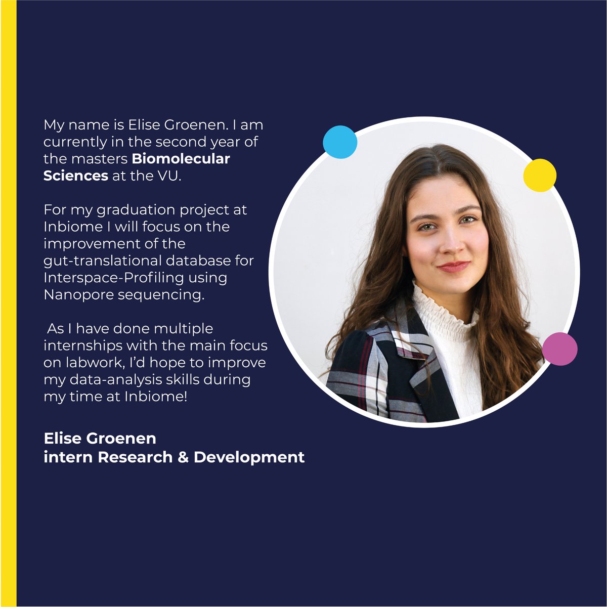 🌟 Welcome to inbiome!🌟
We're excited to introduce our new intern Elise!
Elise brings fresh perspective and enthusiasm to our team. Her passion for innovative solutions in healthcare will be a valuable asset as she collaborates on our research projects. Enjoy!