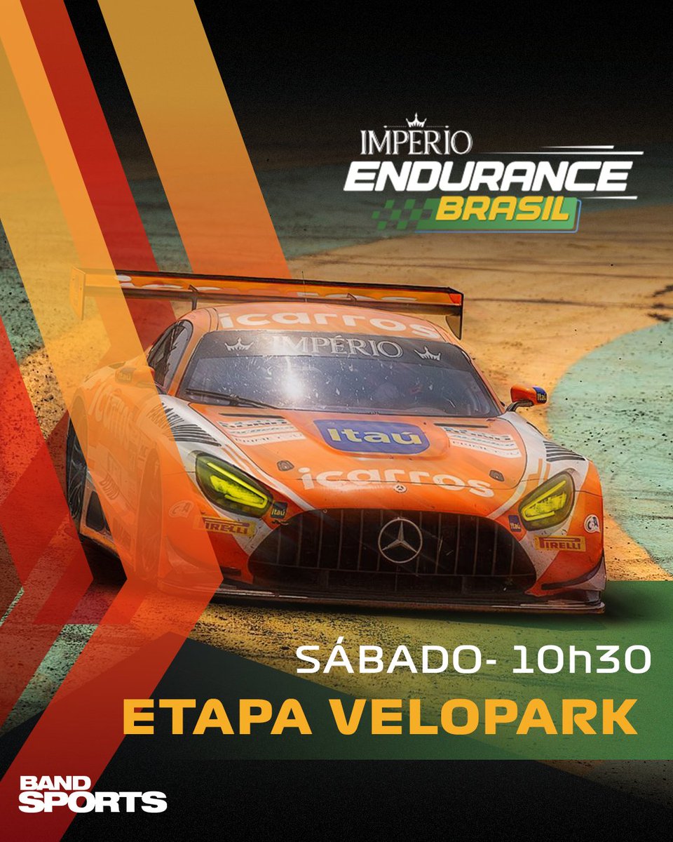 bandsports's tweet photo. PENÚLTIMA ETAPA! Neste sábado, a partir das 10h30, você confere a sétima etapa da Império Endurance Brasil ao vivo aqui no BandSports. Já tem o seu piloto favorito?

#ImperioEndurance #Automobilismo #BandSports #Velopark https://t.co/YYmlLQ8bhV