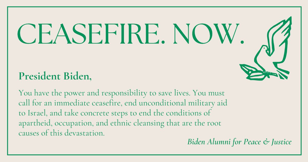 I & hundreds of staffers worked to elect @JoeBiden on the promise that he would work for a better world. That he would do the right thing when it mattered most. Over 500 of my colleagues & I are calling on him to live that promise. #CeasefireNOW