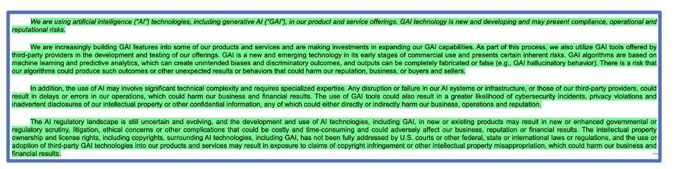 eBay - $EBAY - 10Q

New risk - AI technology

Check out the sentiment analysis at - d-risk.ai

#risk #riskprofile #riskmanagement #10q #sec