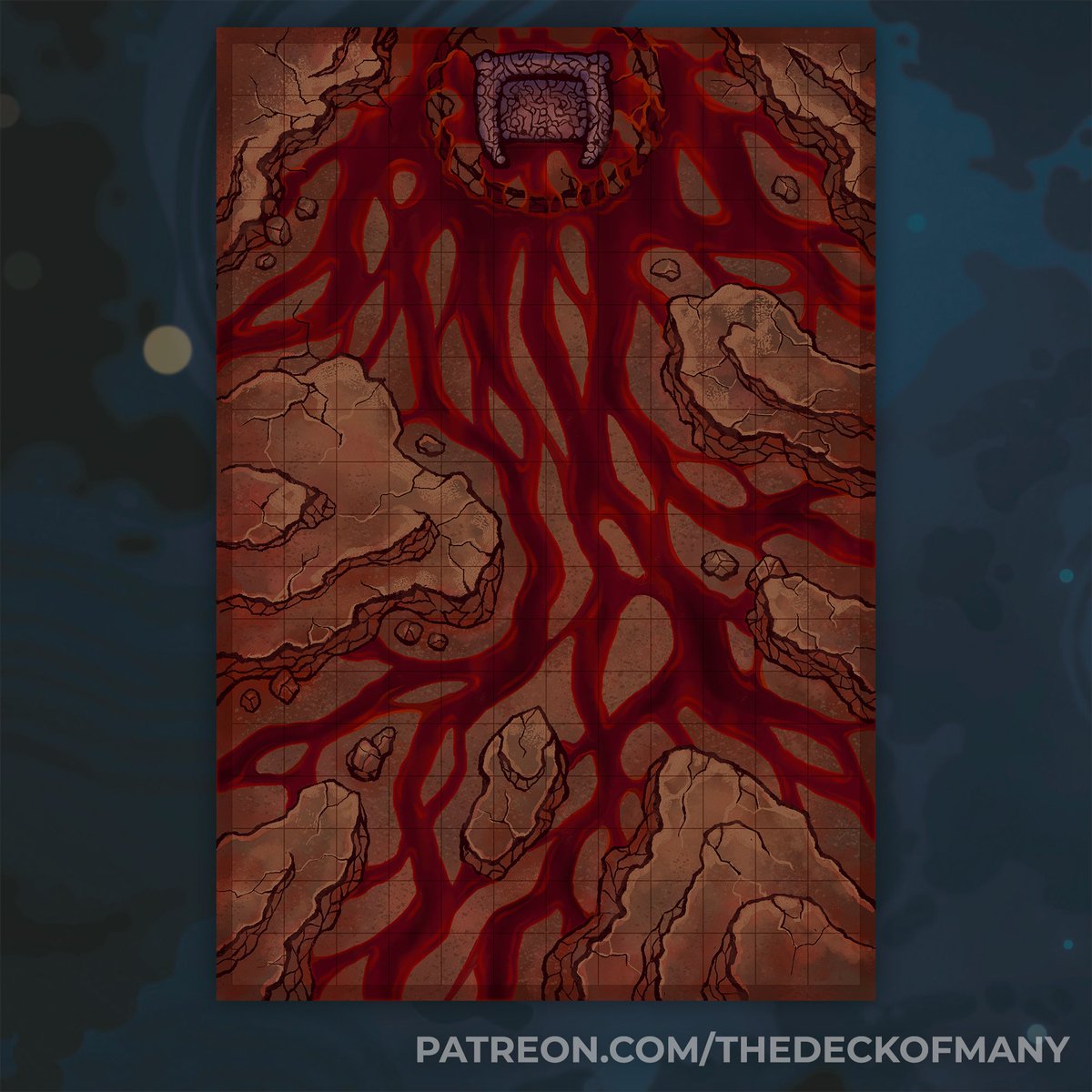@uzbadyubi @schmandrewart @rope_arrow Tarathial’s lair is built on a mesa, which dominates the landscape. As it feeds, the whole area becomes covered in a layer of congealed blood, sticky to the touch and stinking of iron and rot. 🩸 patreon.com/thedeckofmany Cartography: @Sillustrate