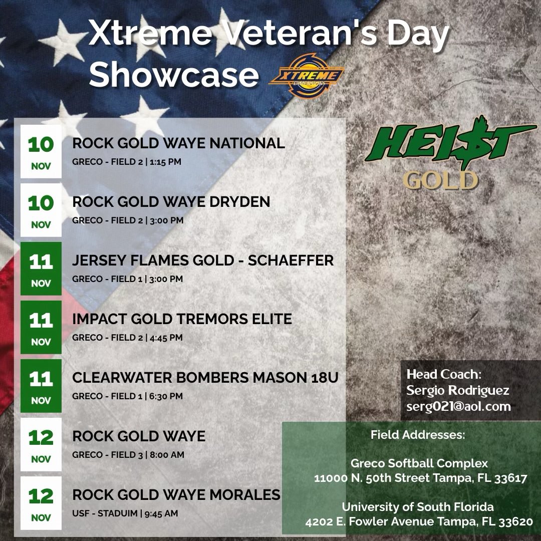 Traveling down to Tampa, FL this weekend to play in the Xtreme Veteran’s Day Showcase! Can’t wait!💚💚