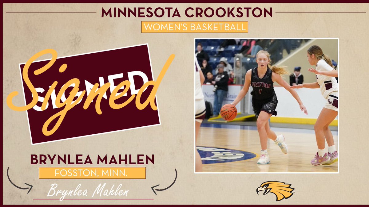 Golden Eagle Sports (@umncrookstonath) on Twitter photo Very excited to announce the signing of Brynlea Mahlen (G, 5-9, Fosston, Minn./Fosston HS) to the <a href="/UMNCrookstonWBB/">Minnesota Crookston WBB</a> team. Brynlea has been coming to games her whole life. She is already part of the family, but welcome officially! #WingsUp Very excited to announce the signing of Brynlea Mahlen (G, 5-9, Fosston, Minn./Fosston HS) to the <a href="/UMNCrookstonWBB/">Minnesota Crookston WBB</a> team. Brynlea has been coming to games her whole life. She is already part of the family, but welcome officially! #WingsUp