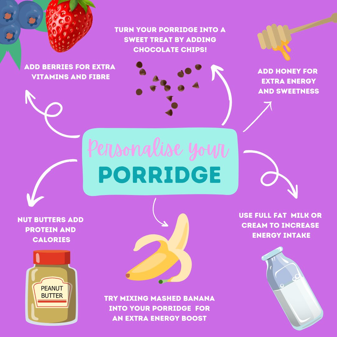Are you, or some one you know, worried about not eating enough? Porridge is a great meal to start the day with and we have some ideas on how to add more energy and protein to yours. #UKMAW2023