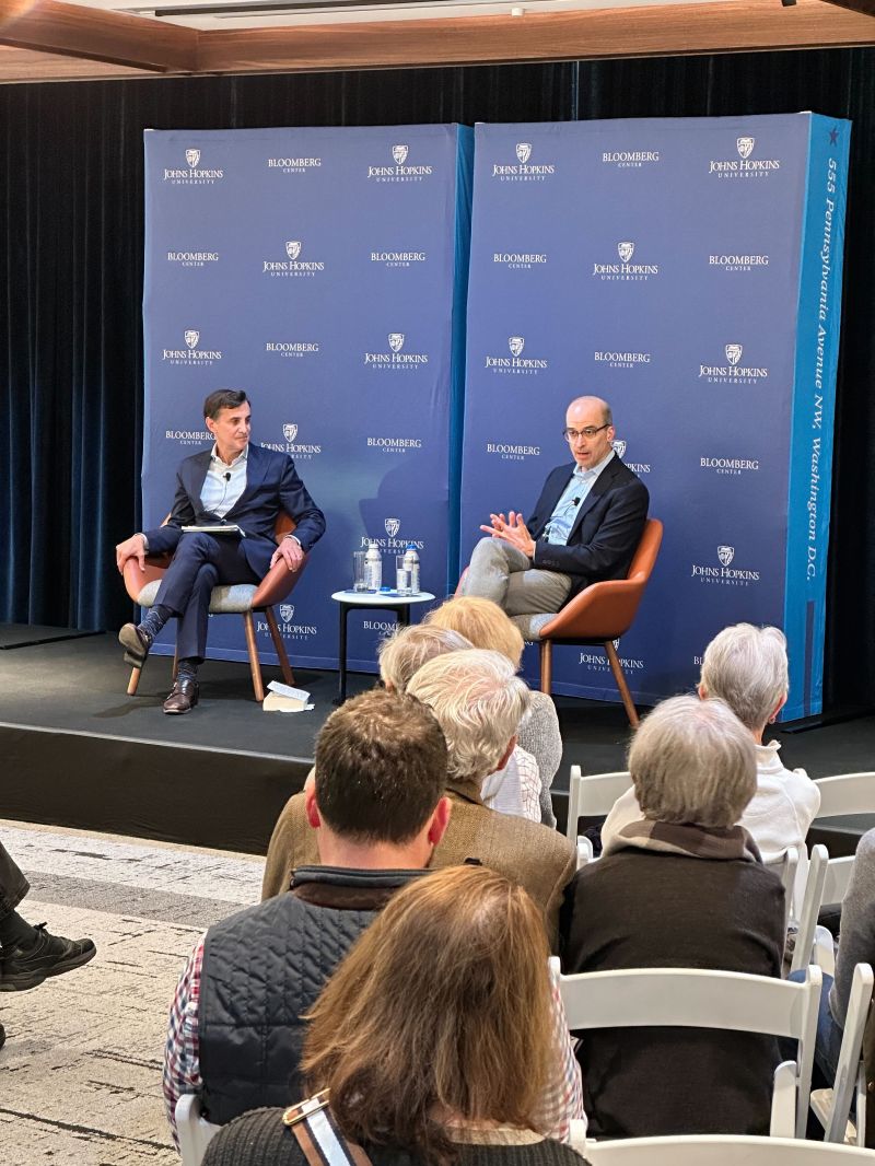 SubjectTeam's tweet photo. We had a great time supporting our client @JHUBloombergCtr last night for their inaugural Authors &amp; Insights Event. @JohnsHopkins President Ron Daniels spoke with Pulitzer Prize winner and @NYTimes writer @DLeonhardt on his most recent book. https://t.co/uRqfp4IsVY