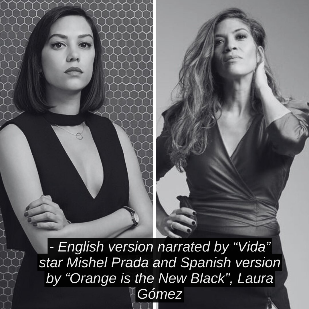 (🧵6/7) Narrated in English by “Vida” star @MishelPrada and in Spanish by @MsLauraGomez from 'Orange is the new black'. #CorinnaandtheKing