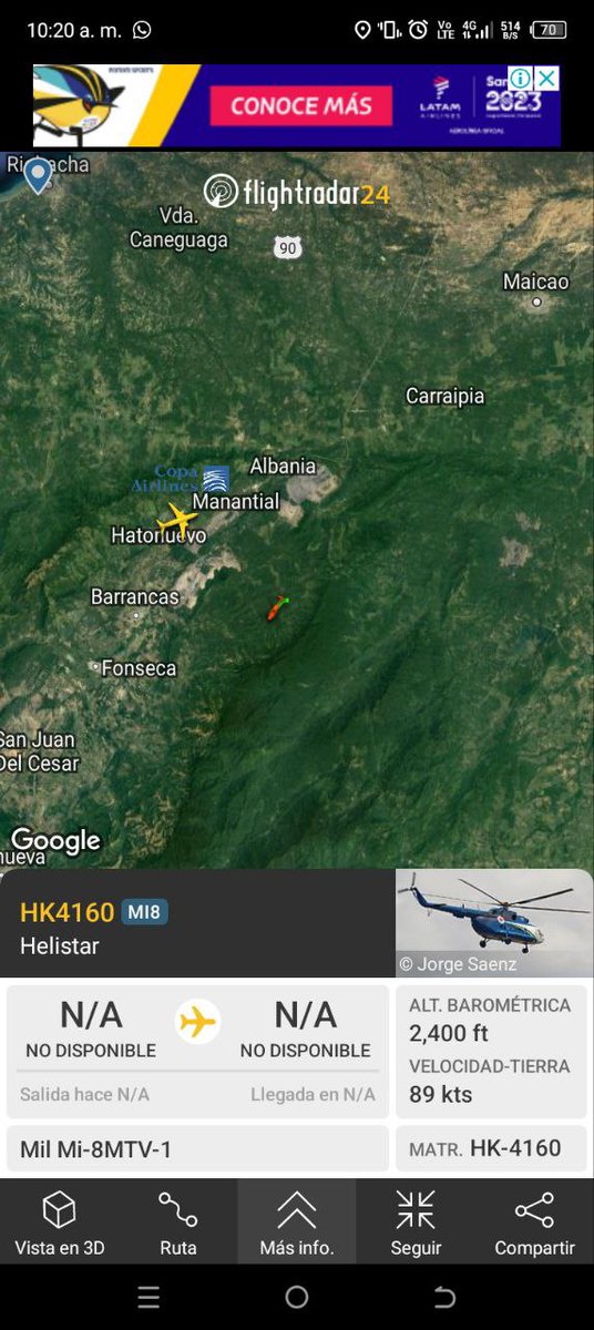 #MinutoAMinuto

El helicóptero encargado de recoger al padre de Luis Díaz ya está en el aire probablemente cerca al lugar donde se encuentra

Cerca de la frontera, en la Serranía del Perijá, se encuentra el helicóptero humanitario.