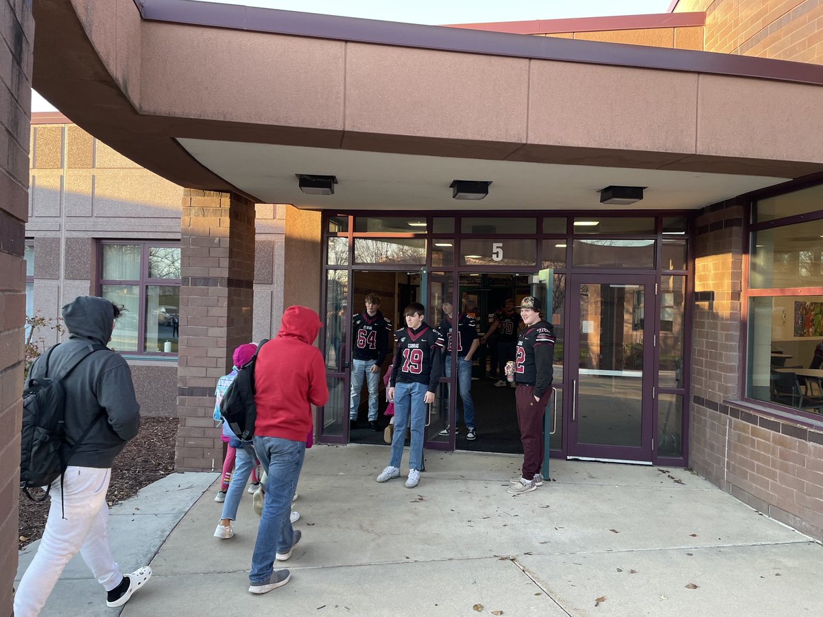 Football team greeting students on state quarterfinals day!  Go Cobras!
#WeAreTriton
