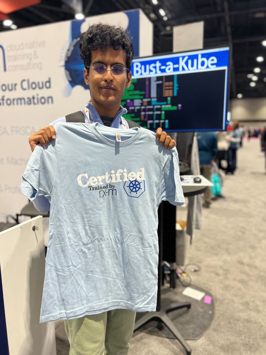rxmllc's tweet photo. Calling all #CKA / #CKAD / #CKS certified attendees @ #KubeCon + #CloudNativeCon!
Today is the last day to Show Your Cert and Get a #Kubernetes Certified Shirt at the RX-M Booth (H11)! Stop by to get your shirt & chat with our #K8s experts #KTP #KCSP https://t.co/Vs0pak8hXC