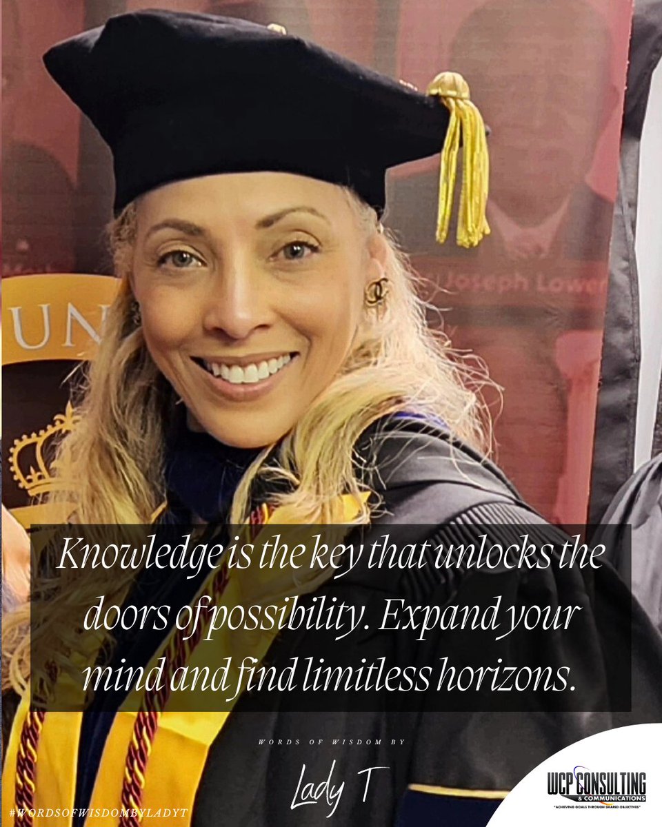 wcpcommunicate's tweet image. Unlock doors of possibility with knowledge and expand your mind for limitless horizons. 📚

#WordsOfWisdomByLadyT #EndlessHorizons 🌠