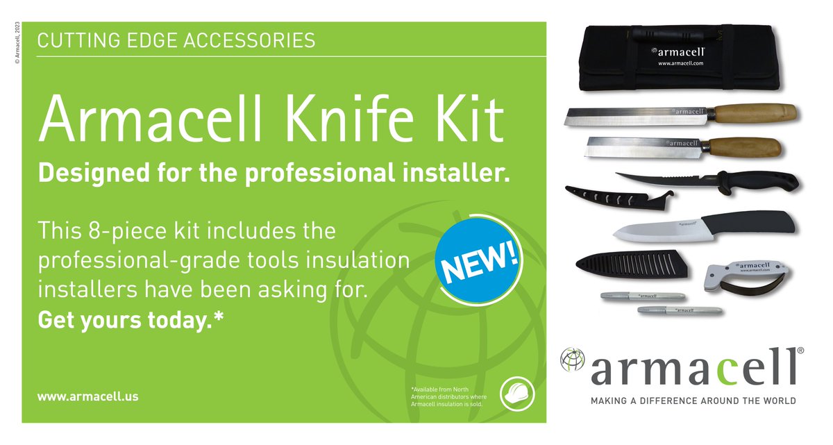 Armacell_US's tweet photo. NEW Armacell Knife Kit includes professional-grade tools to get the job done right. Available through North American distributors where Armacell insulation is sold. Get yours today.
#cuttingedge #insulationInstaller #protools #professionalgrade https://t.co/eDivE6xoS2