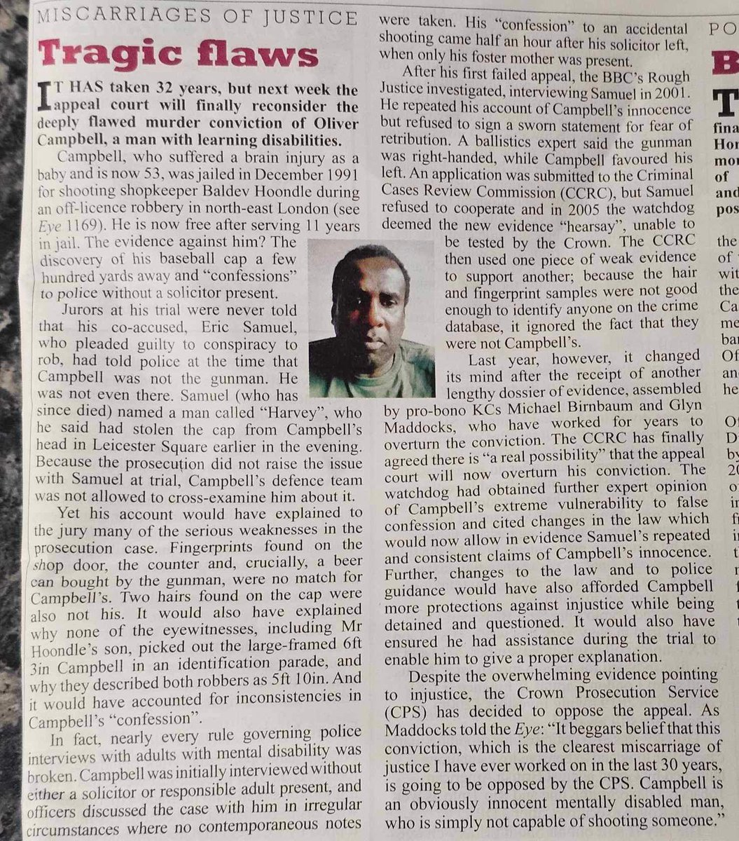 Madocwales's tweet photo. Oliver Campbell convicted 1991 case referred to Court of Appeal 2022 and still awaiting final hearing! probably 2024! https://t.co/toU5Z7Frme