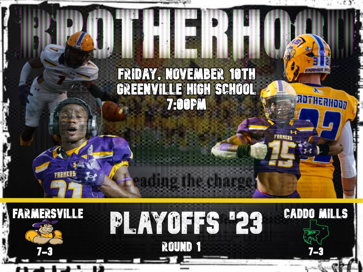 The renewed  story of the Farmer and the Fox is going down tomorrow night in Greenville, TX. Two great communities going at it in the 1st round of the Texas High School Playoffs!!! 
<a href="/FarmersvilleAth/">Farmersville ISD Athletics</a> <a href="/CoachZacQuinlan/">Zac Quinlan</a> <a href="/CoachHoward1010/">Josh Howard</a> <a href="/CoachWalker285/">Coach Walker</a>