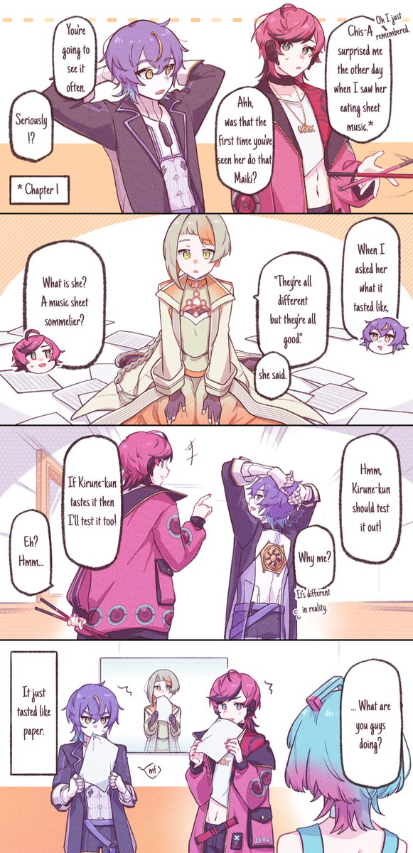 pheodore's tweet photo. (unofficial) english translation of #VoiSonaLab 4Koma
Chapter 6 "If we taste it together" https://t.co/ATWEAvbAa7