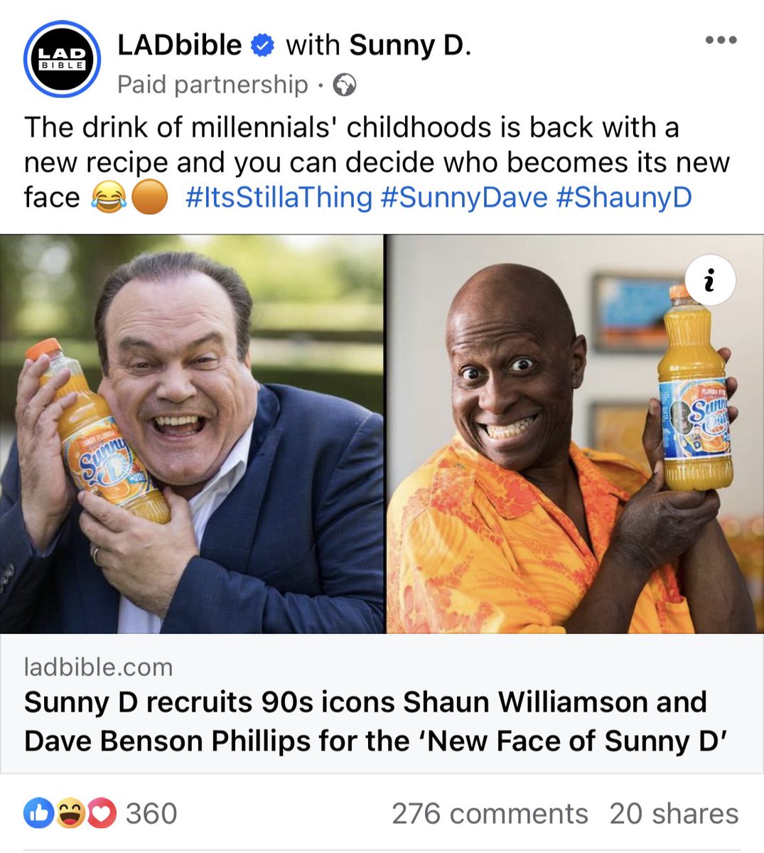 It’s cool to see our Sunny D campaign in LADbible! Seeing Els from our team directing a topless Shaun Williamson was something I’ll never forget. Well done to all team Knowlton involved! #marketing #sunnyd #shaunyd #sunnydave