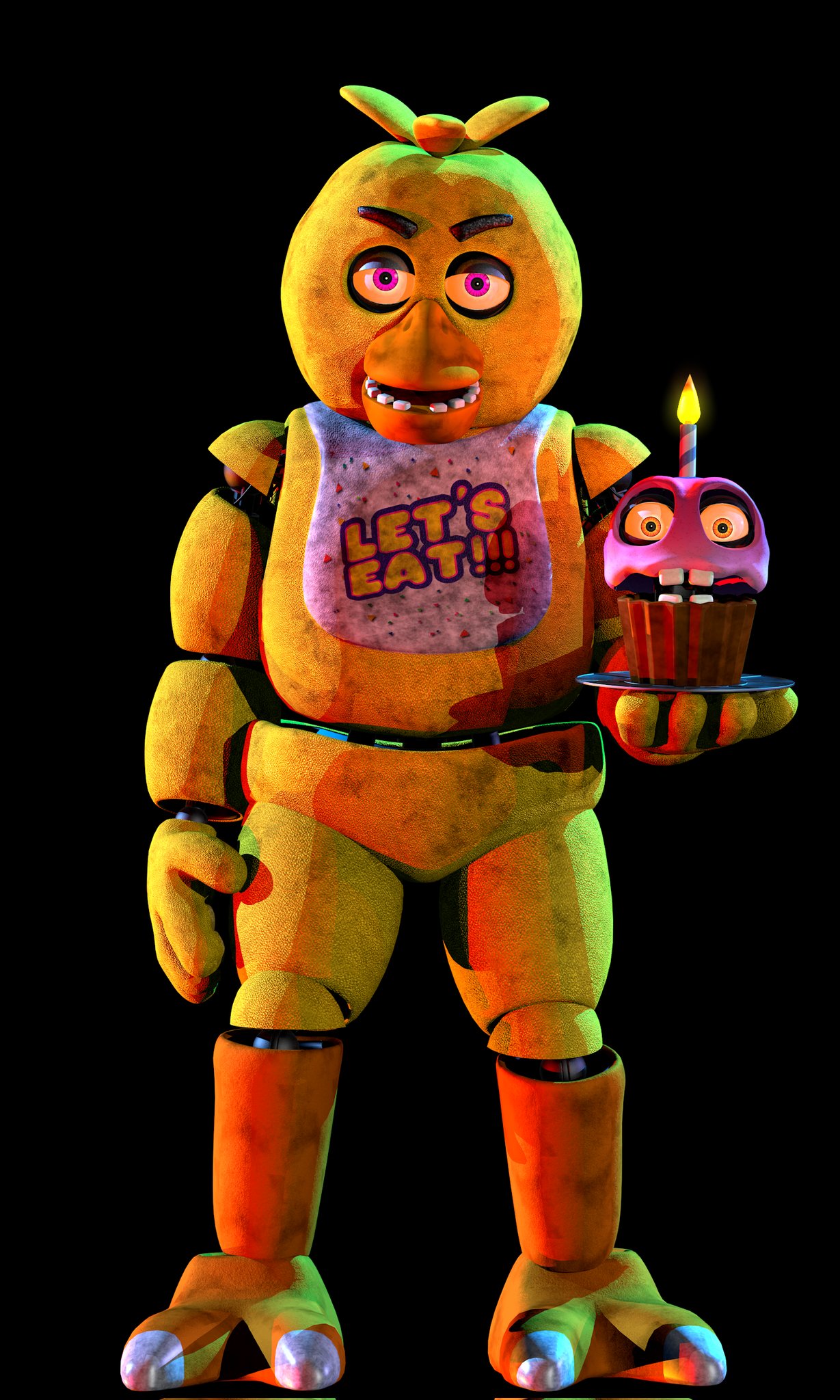 Nightmare Withered Chica (New Version), My own Custom Animatronic and inky  designs/Edits