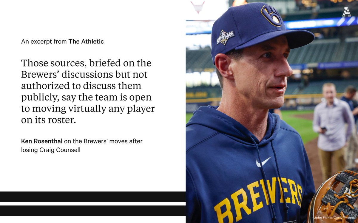 TheAthleticMLB's tweet photo. MLB execs are always careful to tell reporters they are fielding calls on their players rather than shopping them.

So, the Brewers would say they're behaving normally.

But industry sources tell a different story.

What @Ken_Rosenthal's hearing:
https://t.co/EiliHuiqVp https://t.co/NfKdPbJ8uP
