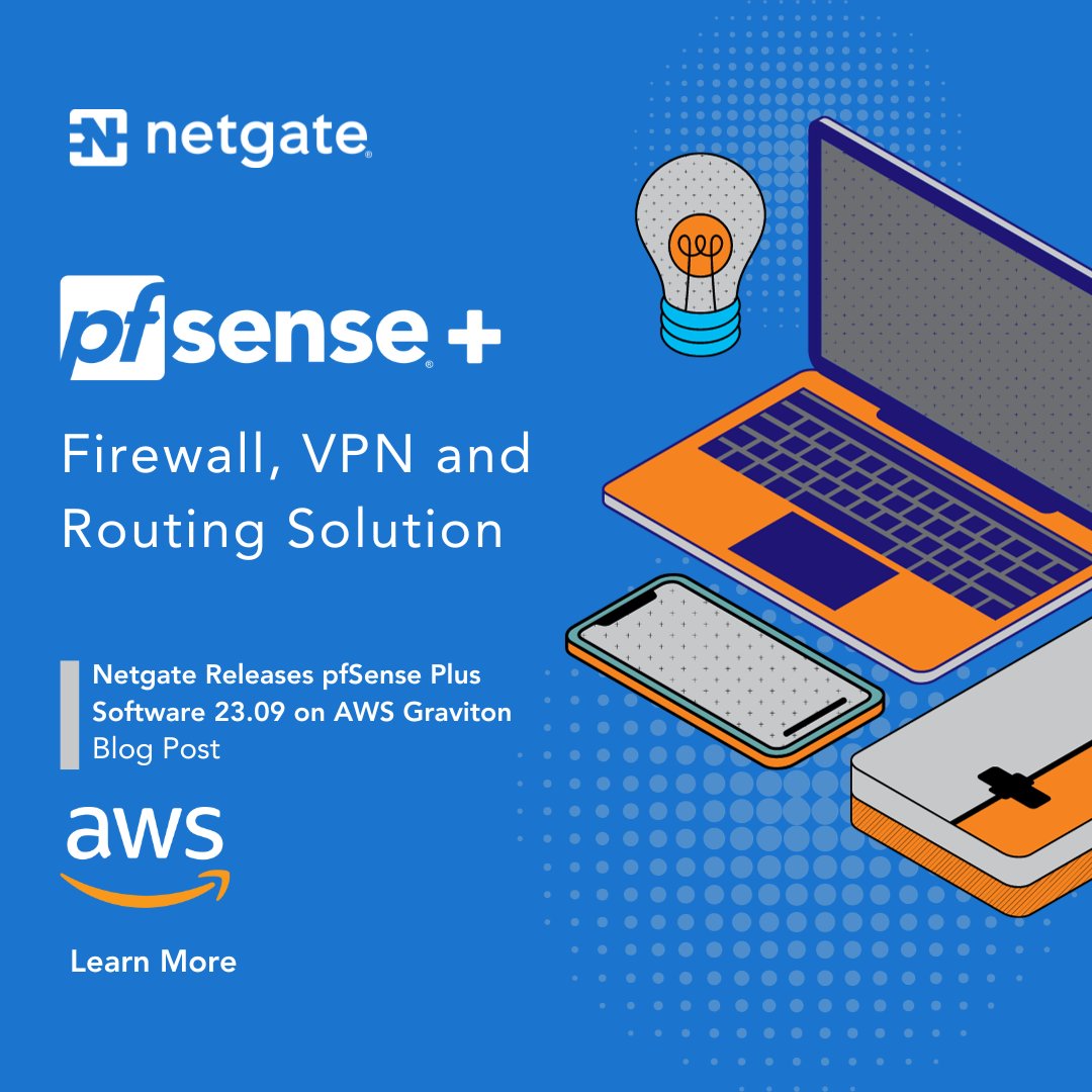 NetgateUSA's tweet image. 🚨Exciting news! #Netgate ’s #pfSensePlus on #AWSGraviton processors is here, delivering top-tier security and up to 20% cost savings. Optimize your #cloud investments today!

Learn more 👉 hubs.ly/Q028ltt20