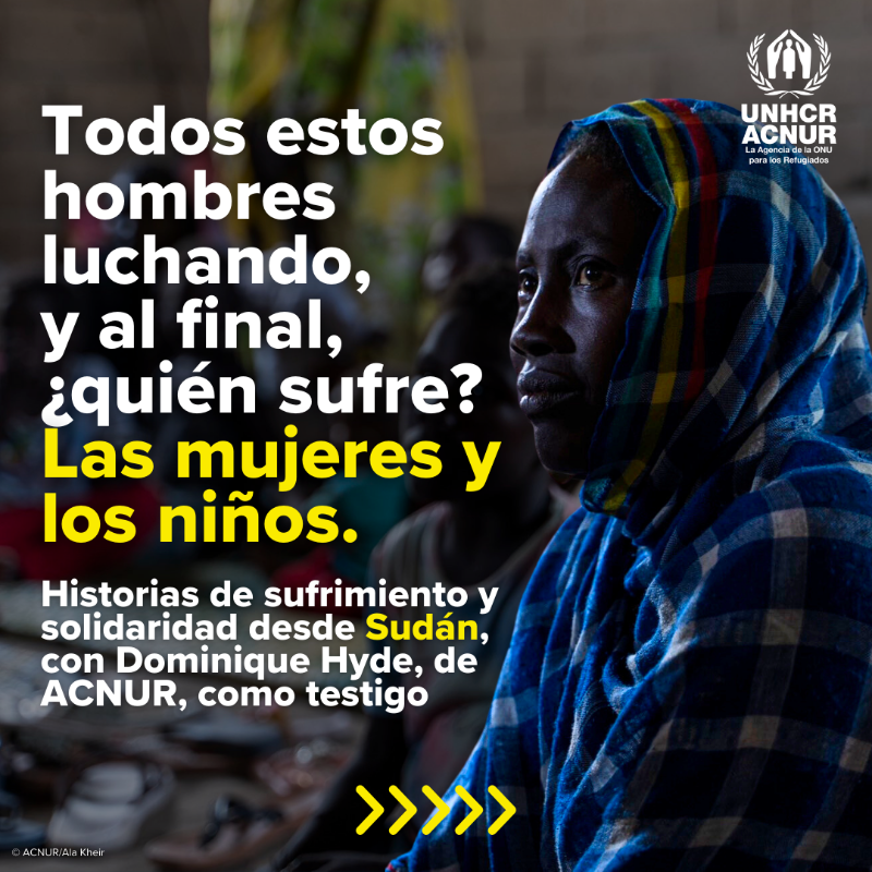 ACNURspain's tweet photo. No olvidemos Sudán.

@DominiqueHyde comparte historias escuchadas durante su reciente visita a Nilo Blanco, donde la llegada de desplazados internos ha duplicado la población del estado.

Puede que no ocupen portadas, pero sus historias importan y merecen ser escuchadas.