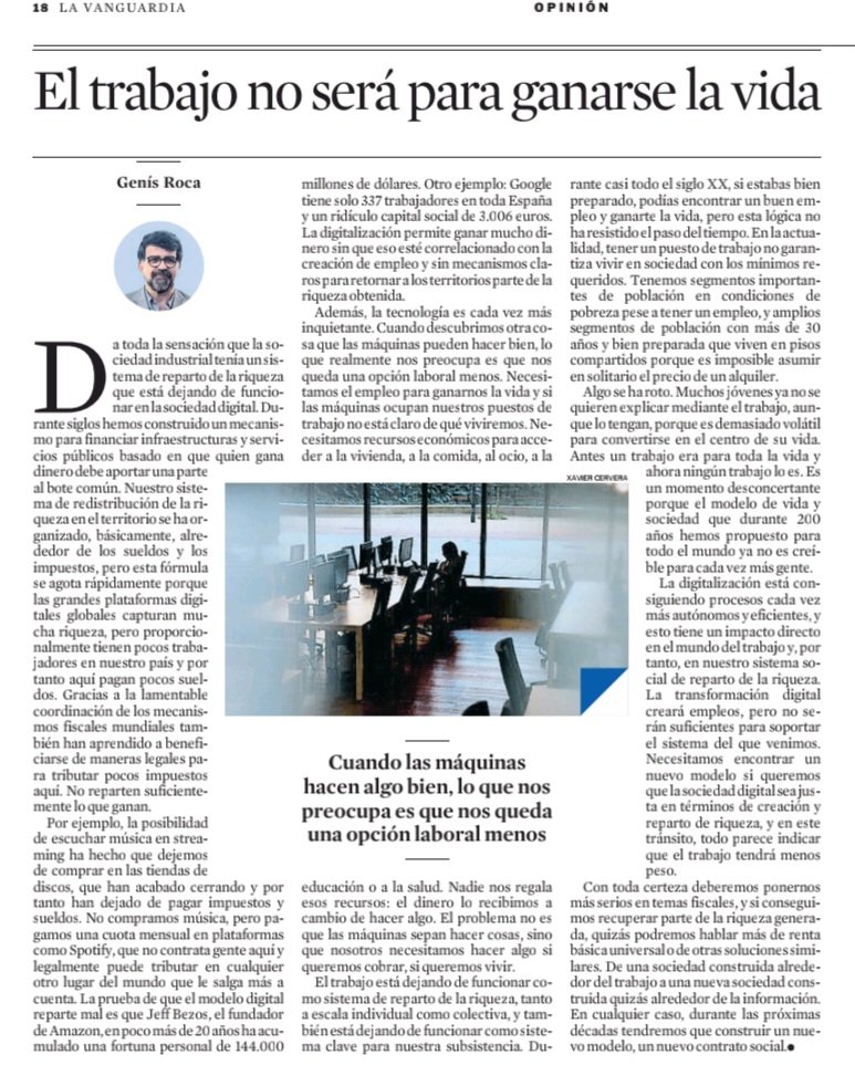 AliciaPomares's tweet image. Algo se ha roto. El trabajo es demasiado volátil como para convertirse en el centro de nuestras vidas y explicarnos mediante él.
🤔 Quizás no se ha roto nada, simplemente algo se está arreglando