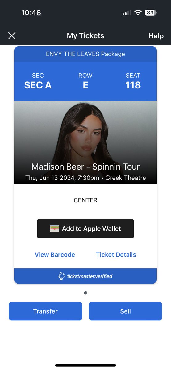 DESPERATLEY SELLING 1 ENVY THE LEAVES VIP TICKET  TO MADISON BEERS SPINNIN TOUR IN LA ON JUNE 13TH 2024!! face value and i use pay pay goods and services!! dm me if interested! 

#madisonbeer #spinnintour #silencebetweensongs