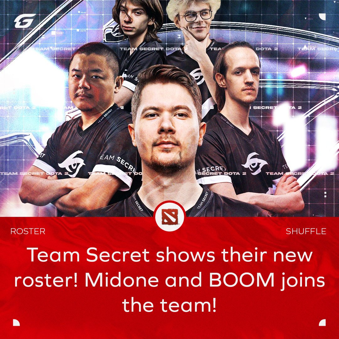 GosuGamers's tweet photo. 🔥 @teamsecret is ready to fight for the #ESLKualaLumpur in december!

#Midone and #Boom are the new position 2 and 3 of the team.
#Heen is taking a break and #ahfu will join as the new coach.

Looks promising? 🤔

#Dota2 #RosterShuffle https://t.co/0KSgwV4b0T