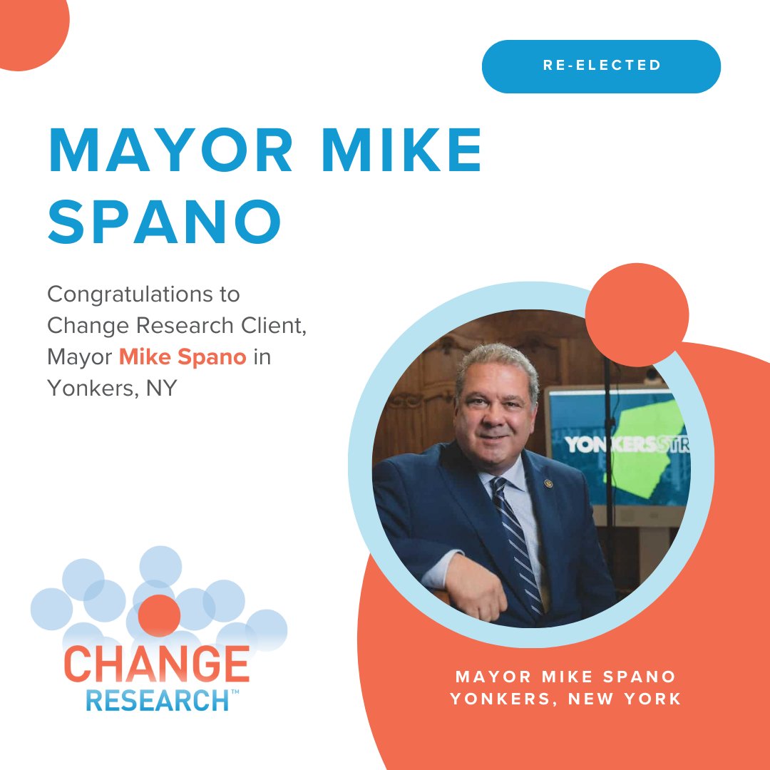 Congrats to Change Research client @MayorMikeSpano on winning an unprecedented fourth term!