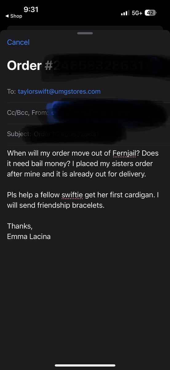 Anyway. They replied saying to wait another week before I ask for an update. RIP to my 1989 cardigan. <a href="/taylornation13/">Taylor Nation</a>