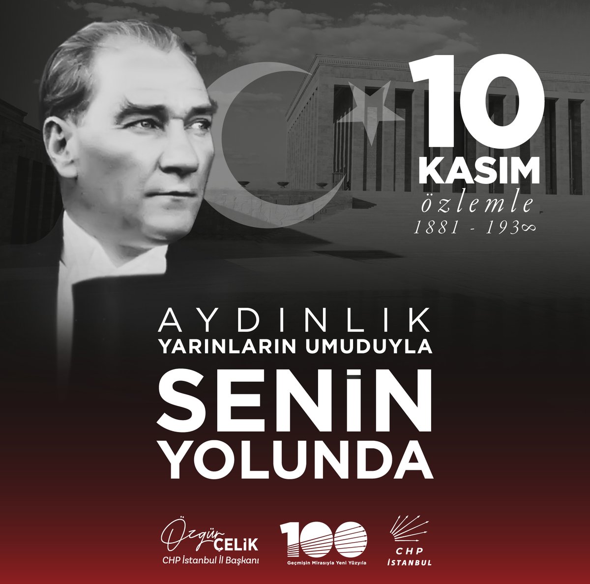 Senden aldığımız ilham ve açtığın yoldan aldığımız güç ile yediden yetmişe özgür, umutlu, halkın egemenliği ve bağımsızlıkla yaşayan milyonlar; 
85 yıldır #SeninYolunda