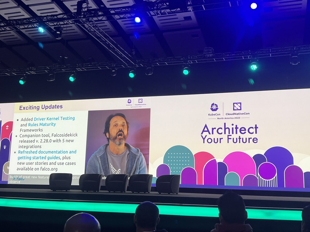 Great to see @mikegcoleman in person this week at #kubecon at the @sysdig booth and on stage in the keynote talking about #Falco updates! 👏🙌
#CloudNativeCon #cloudsecurity #runtimesecurity #cdr #cspm #cnapp #devsecops #cncf #runtimemonitoring