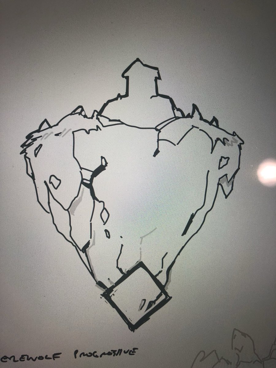 DonaldMustard's tweet photo. Aug 24, 2018 - The first sketch I did for the team on a whiteboard of ‘the floating island’. Really wanted this kind of ‘shape language’ - and the cool gameplay that could come from it. https://t.co/Np92a31YDd