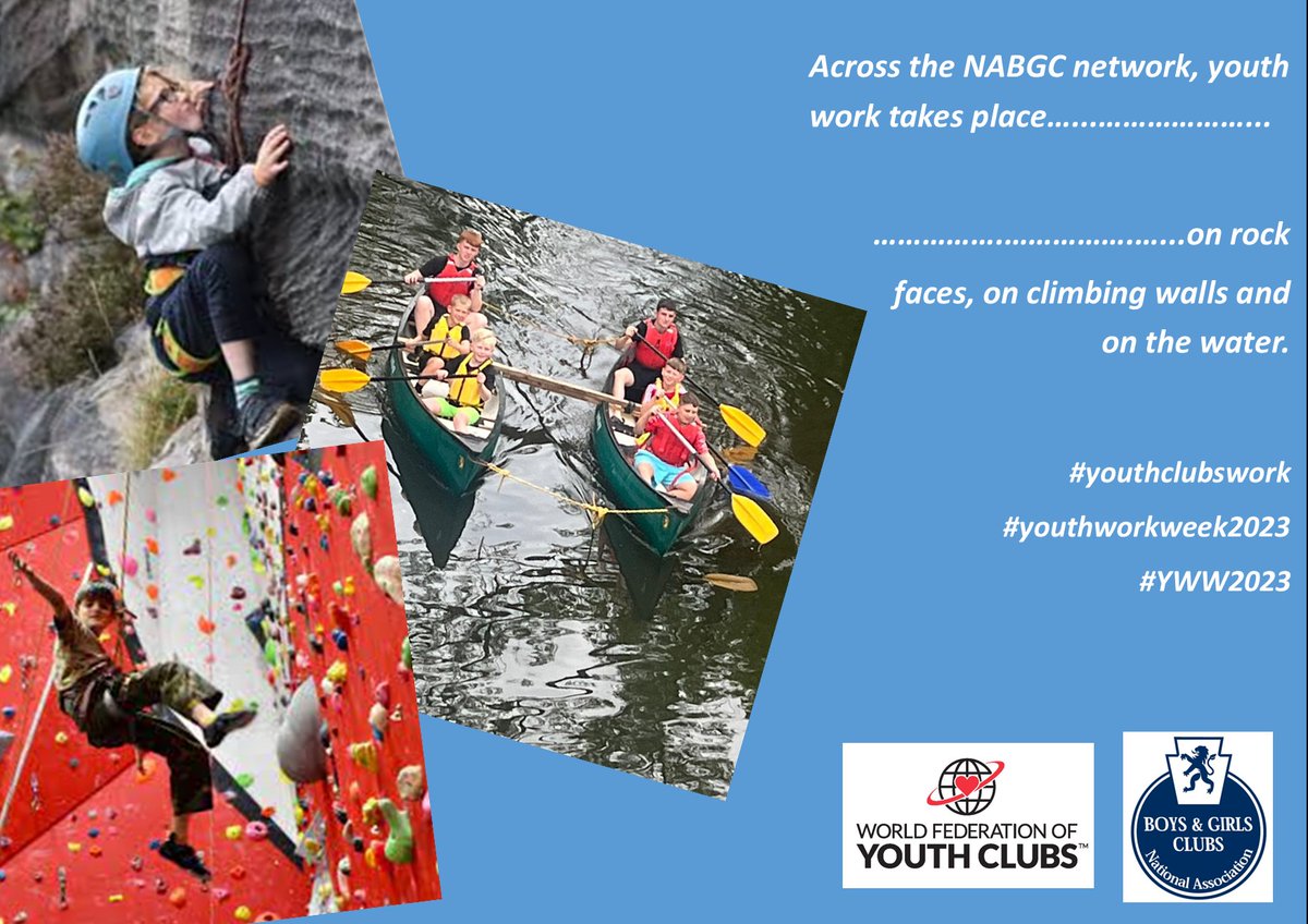 IT'S #YouthWorkWeek2023! NABGC are the charity in the UK supporting 3000 voluntary youth clubs. Across the NABGC network great youth work takes place in many places of adventure helping young people learn life skills & build confidence in new environments #youthclubswork #YWW2023