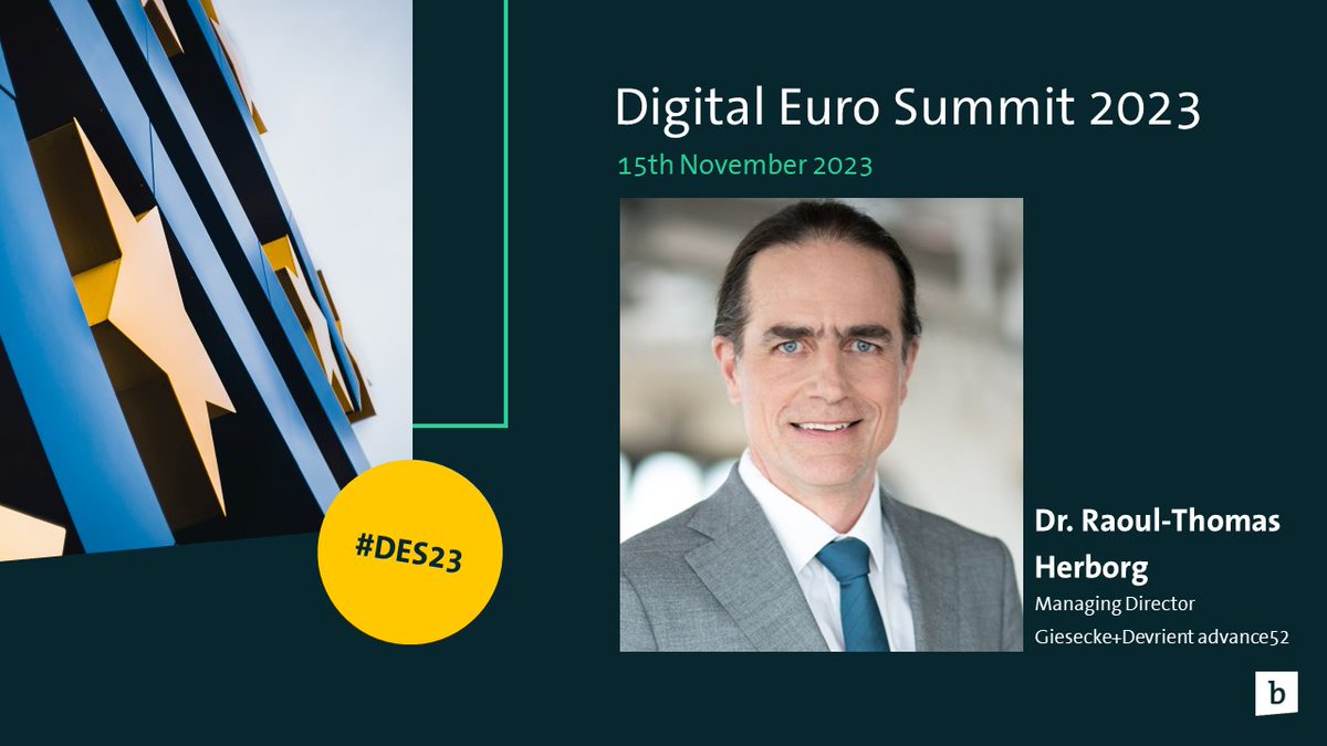 Bitkom_Blockchain (@bitkom_block) on Twitter photo Meet the the speakers of the #DES23📢
Dr. Raoul-Thomas Herborg, Giesecke+Devrient (<a href="/gieseckenews/">poc for h1</a>)
Check out digitaleurosummit.org for more info.
<a href="/Bitkom_Finance/">Bitkom_Finance</a> Meet the the speakers of the #DES23📢
Dr. Raoul-Thomas Herborg, Giesecke+Devrient (<a href="/gieseckenews/">poc for h1</a>)
Check out digitaleurosummit.org for more info.
<a href="/Bitkom_Finance/">Bitkom_Finance</a>