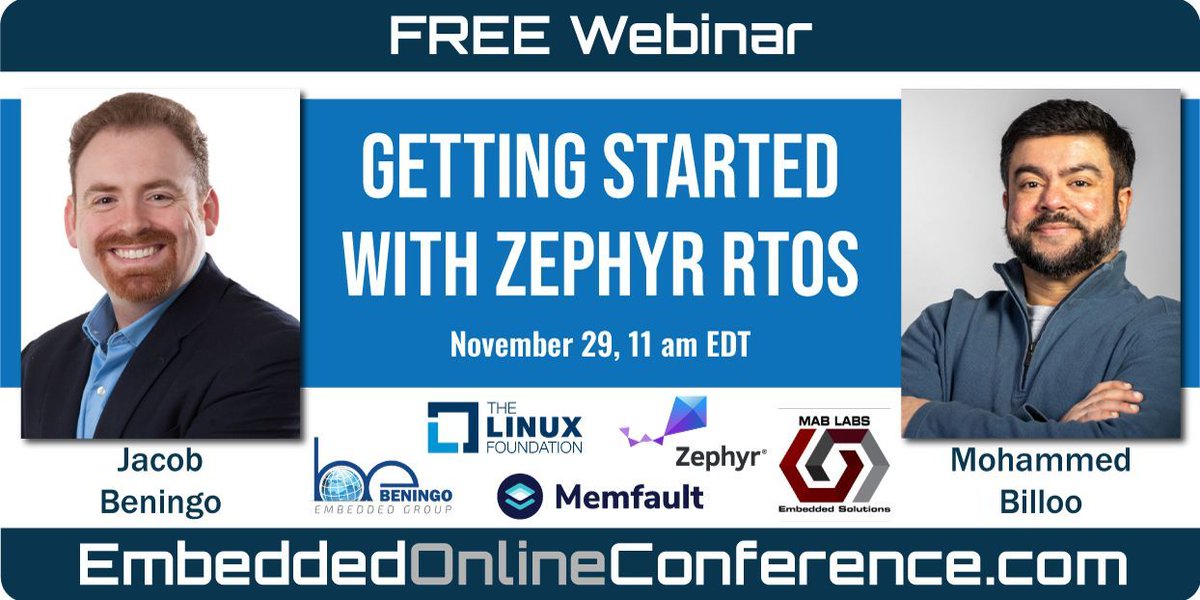 Do you have any interest in using #Zephyr #RTOS ? If so, on November 29th, I'll be running a webinar entitled "Getting Started with Zephyr RTOS"! 

You can learn more and register at:

buff.ly/3tVhgxY