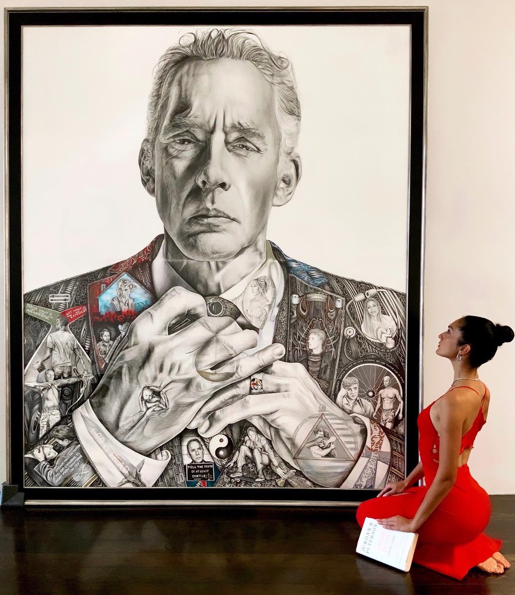 milana_blackman's tweet image. “Father Figure” 12 Rules For Life piece is a 9 feet tall Pen on Paper homage to @jordanbpeterson .

Dr Peterson has been featured in several pieces of mine, from “Not Your Average Joe” to “Beyond Good &amp;amp; Evil” and “Wrestling With Gods” .

He is one of the most important thinkers…