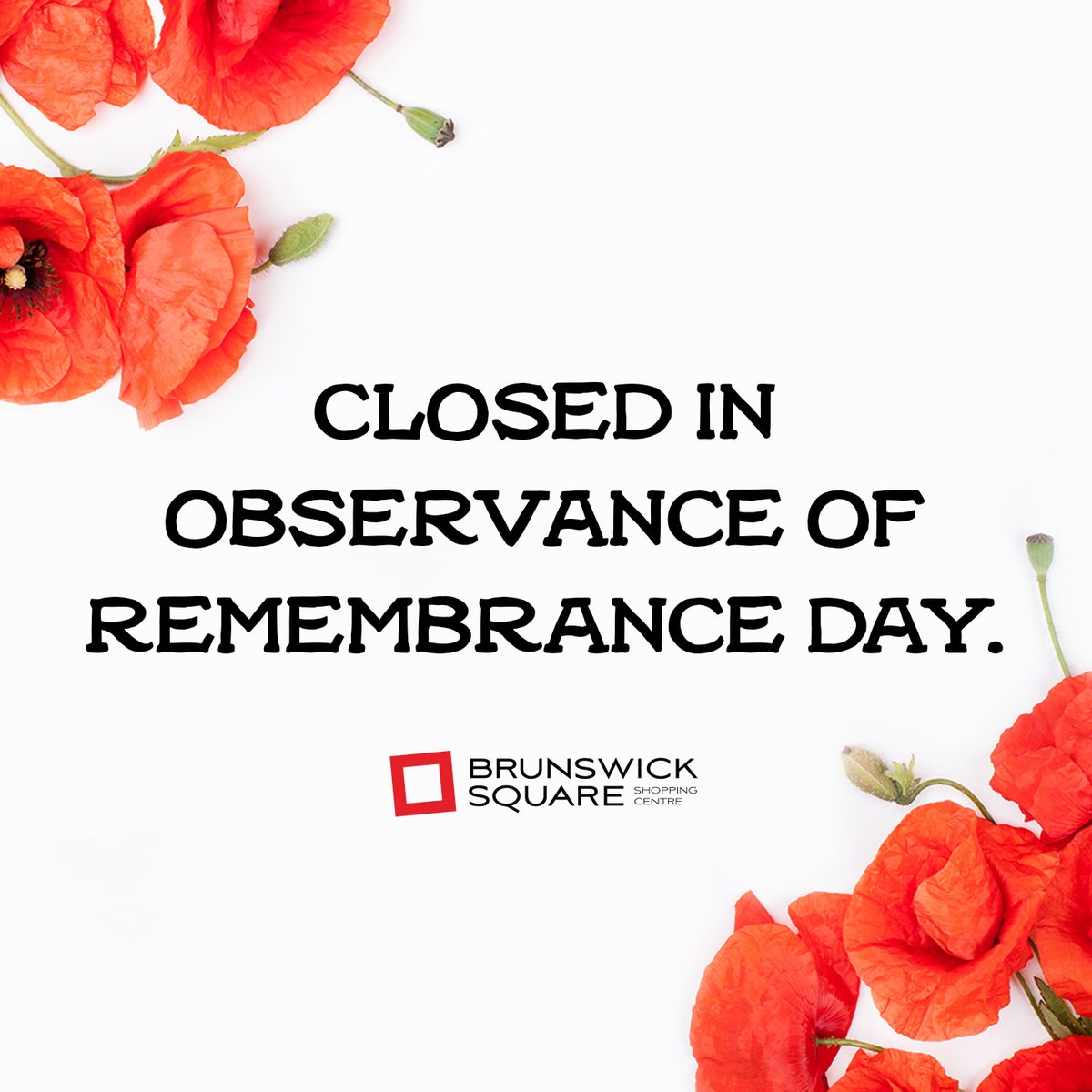 Reminder: we are closed on Saturday, November 11th in observance of Remembrance Day.