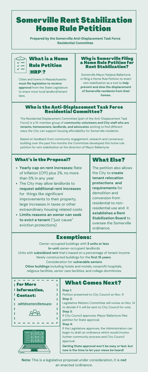 Next week, Somerville City Council will be reviewing the local Home Rule Petition and the State House will be hearing the statewide bill to lift the ban on rent control. Join <a href="/CAASomerville/">CAAS</a> in a week of action for Rent Control. Sign up at bit.ly/RentControlWee…