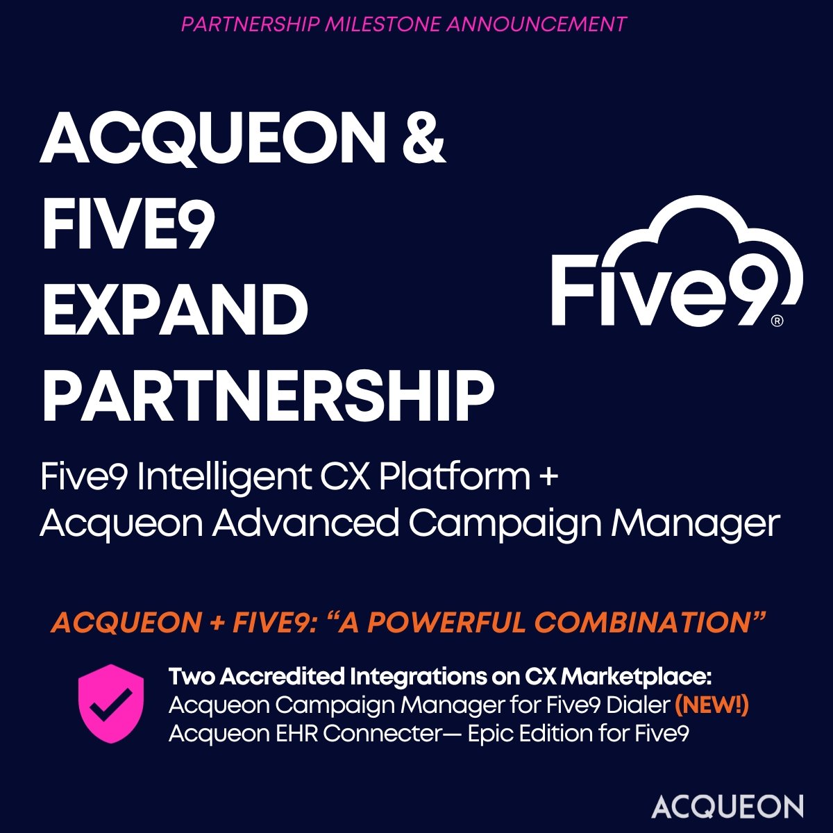 <a href="/Acqueon/">Acqueon</a> today announced its highly anticipated partnership expansion with #Five9. Acqueon Campaign Manager is now available on the Five9 CX Marketplace. Learn more in this #PressRelease. #PartnerPowered
spr.ly/6011uYzZS