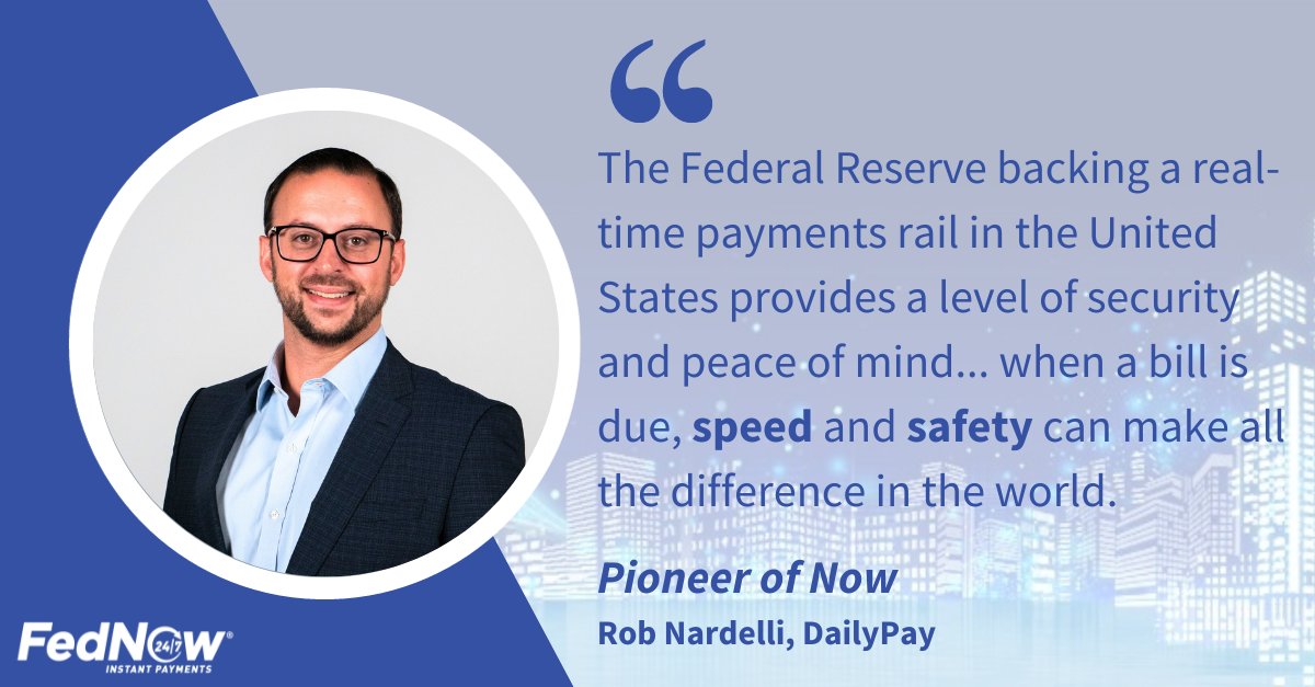 Rob Nardelli of <a href="/DailyPay/">DailyPay</a> discusses what earned wage access means for employees across the U.S. in the latest #PioneerofNow profile. Read further: fedlink.org/XbHG50Q5X03 #FedNow #instantpayments #payments #banking #paymentsindustry