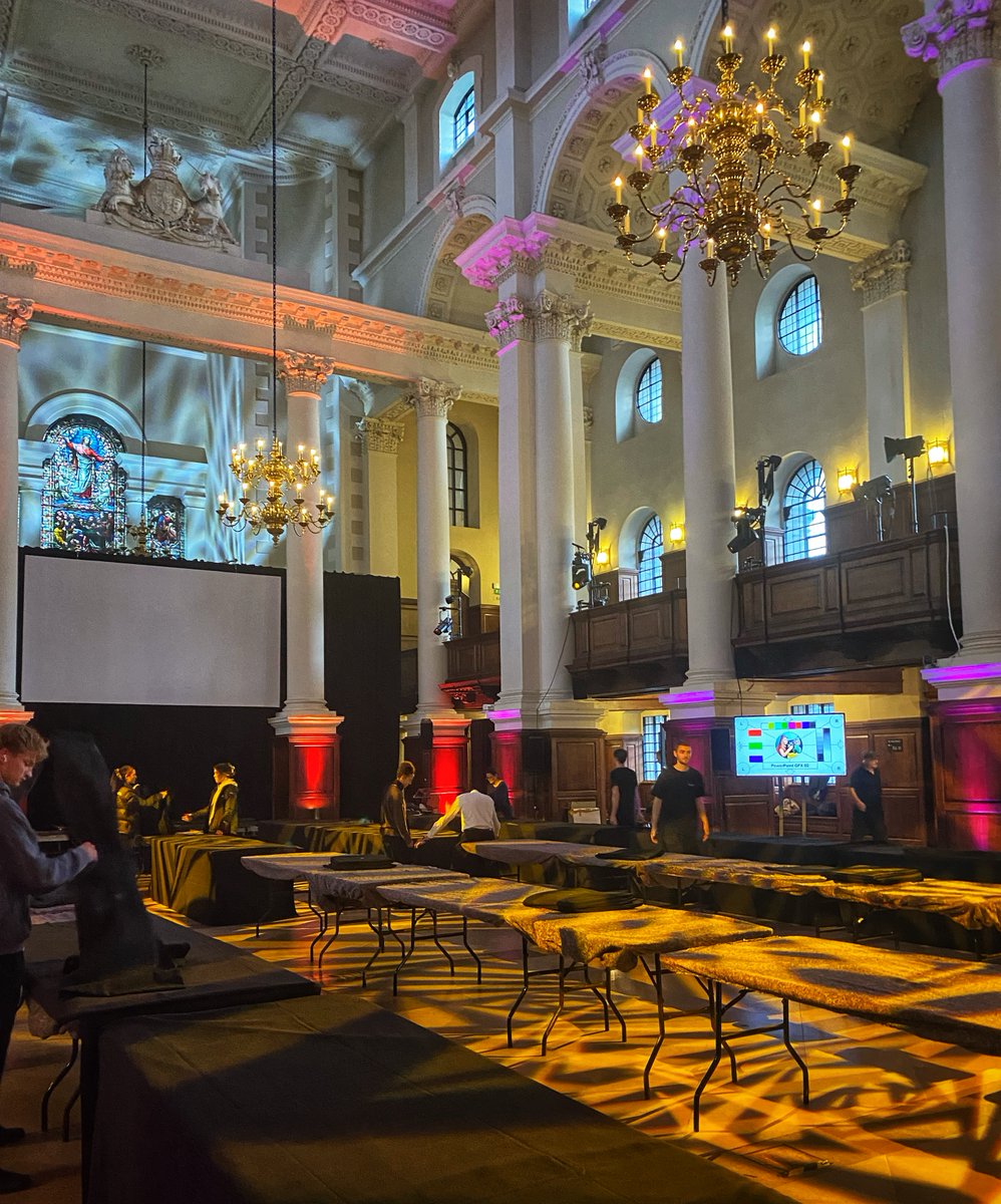 Effie_UK's tweet photo. The calm before the storm. Setting up for this evening’s Effie Awards UK at the spectacular Chris Church Spitalfields. It kicks off 6.30pm, so tune in later for live updates to find out which agencies and brands will be going home with well-earned trophies... https://t.co/C3ZcHq4KLY