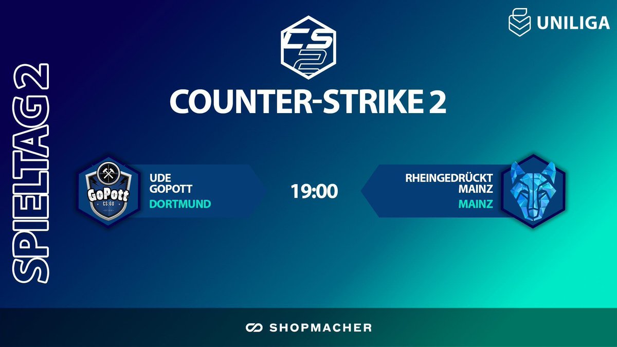 Spieltag 2 - <a href="/GoPott/">UDE GoPott</a> vs Rheingedrückt Mainz 

⏰ 19:00 Uhr
📺 twitch.tv/uniliga_aim 
🎙️ <a href="/RoyalTZZZ/">Royal</a> &amp; <a href="/FourKTTv/">FourKTTv</a>
Regie: <a href="/Smudi97/">Smudi</a>

#uniliga #CS2 #uniligaCS2
