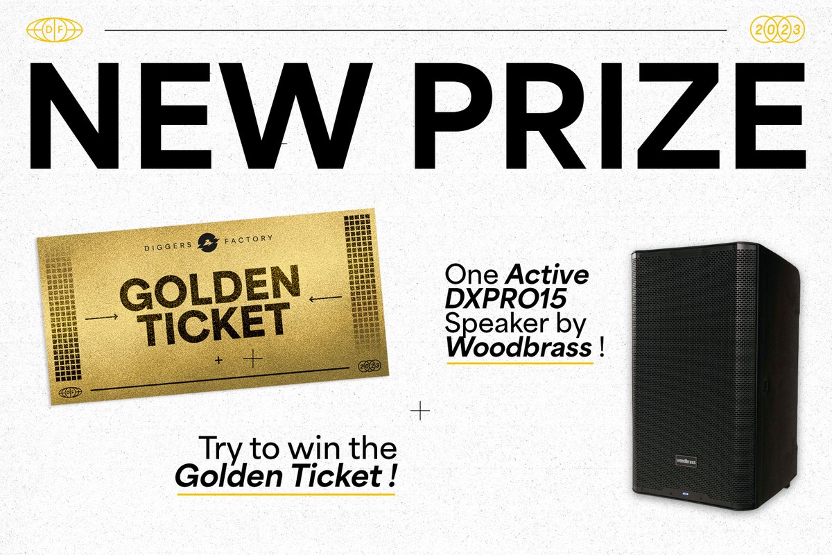 For the Golden Ticket of October, the Vinyl Box by Diggers Factory is happy to offer you a chance to win the very new <a href="/woodbrass/">Woodbrass.com</a> DXPRO15 worth €289! 🔊 💃
Subscribe to the Vinyl Box now to participate and join the community of passionate Diggers! ⚡⚡⚡