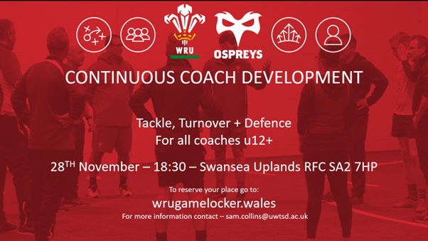 Coach development opportunity on tackle, turnover + defence.
✅Develop defensive principles.
✅Develop a defensive system that creates effective decision makers + problem solvers.

Book on here: wrugamelocker.wales/en/courses/

#bettercoachesbetterplayers