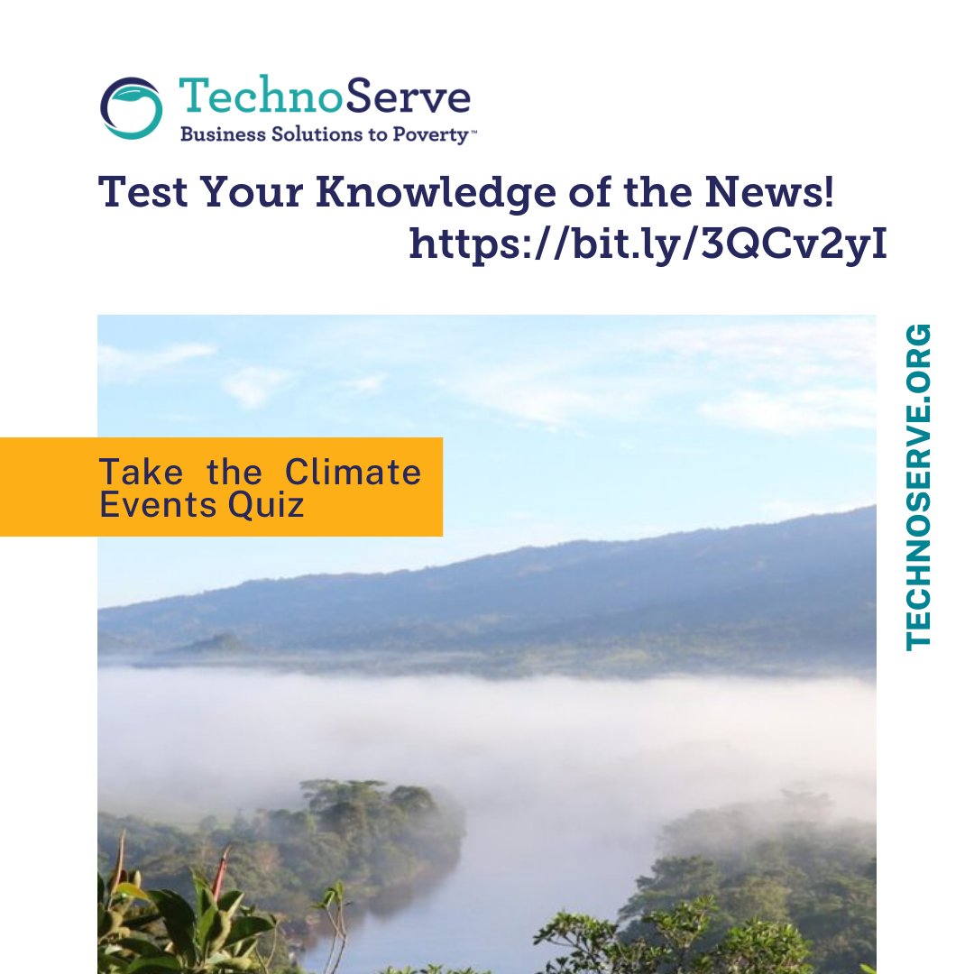 TechnoServe's tweet image. 🌍🔥🌿 Curious about how climate change impacts poverty-stricken communities? Take our climate change quiz to find out! 📚💔 Test your knowledge and learn more about the challenges faced by those in need. Click here to play: 👉bit.ly/497RLJX👈  #SolutionsToPoverty