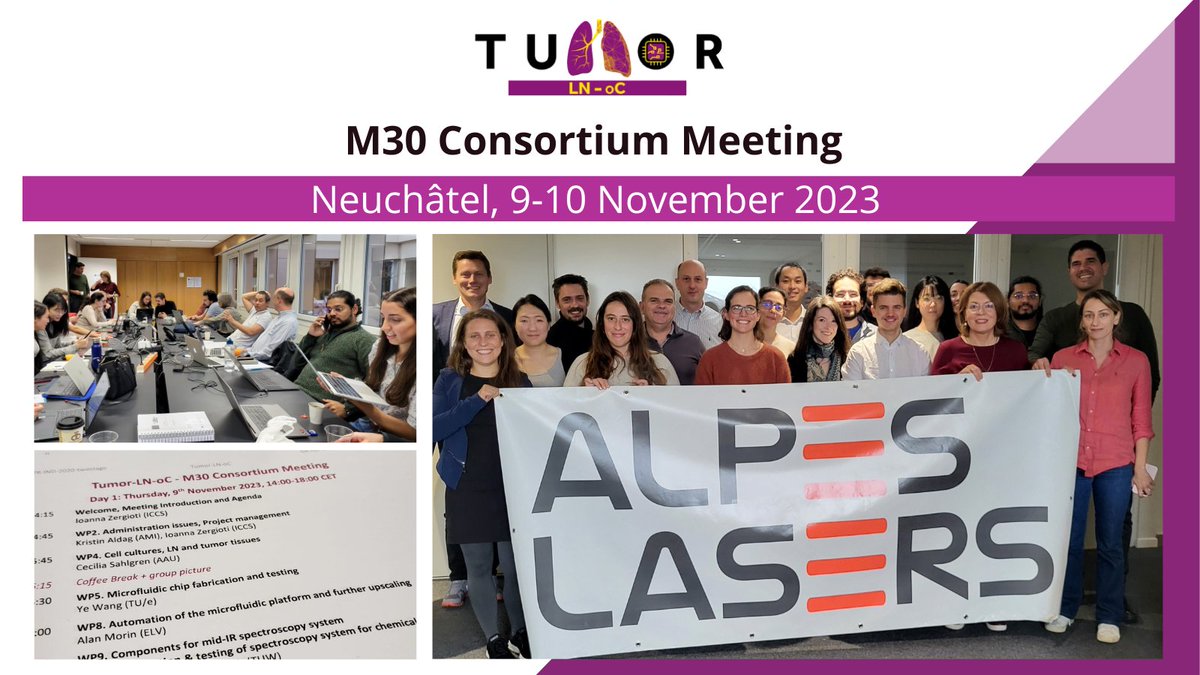 🧑‍🔬#TumorLNoC partners are currently in   Neuchâtel to discuss progress, challenges, and upcoming priorities in the development of the #organonchip platform for #metastasis research and diagnosis🔬

🇨🇭Thanks to all for joining us, we look forward to many insightful discussions!😊