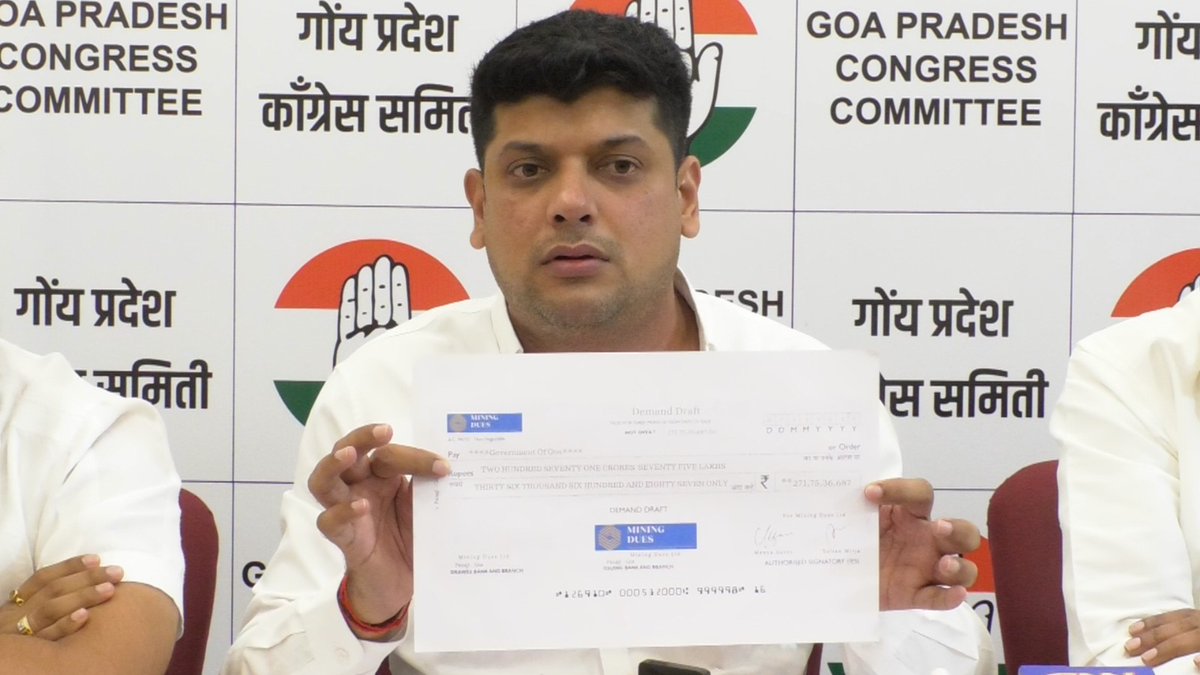 INCGoa's tweet photo. .@INCGoa President @amitspatkar exposed the Goa Government for failing to recover the dues from erstwhile Lease holders towards the illegal mining done from the year 2007 till 2012. https://t.co/Y1NFEwCv0I