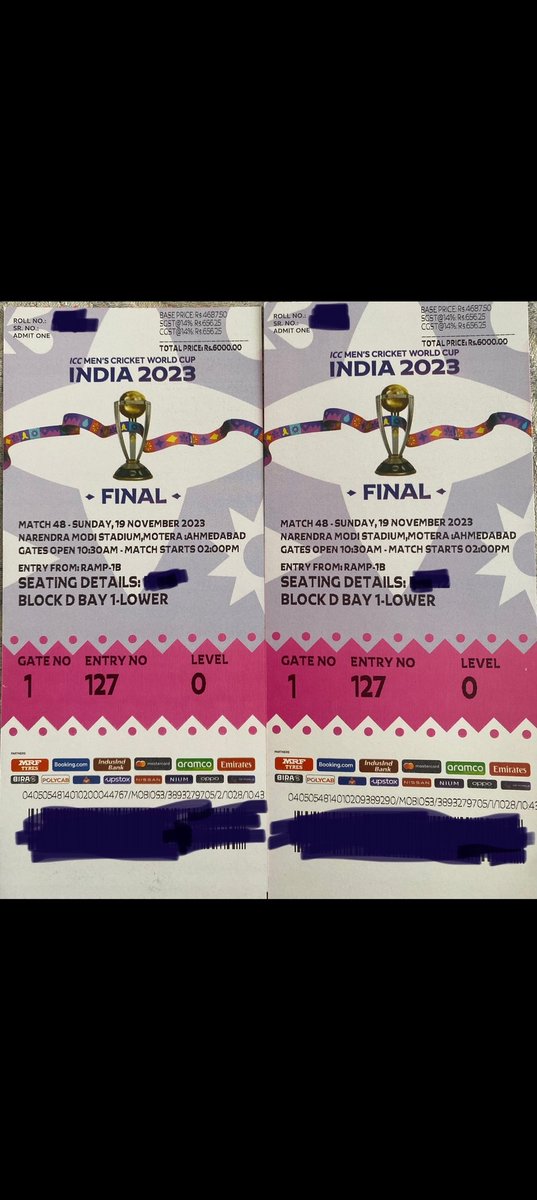 Sunny6434941's tweet photo. Final match tickets available msg me.
Price 12k.
#ICCWorldCup #Final #ICCMensCricketWorldCup2023 https://t.co/3TiY1COrNg