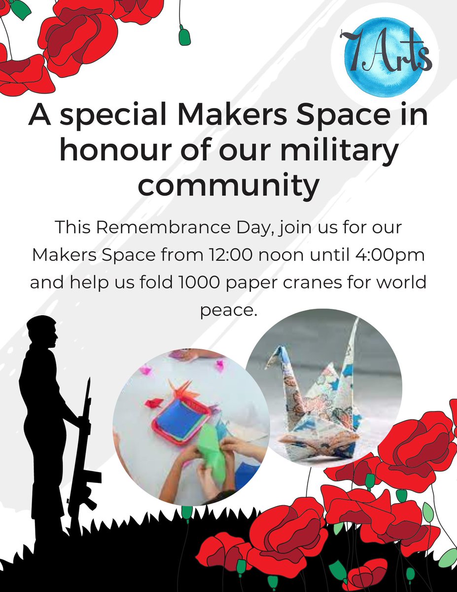 JOIN US on Saturday, November 11th, 12-4pm for a special Makers Space in honour of our military community. Pre-registration is not required and drop-ins are welcome!