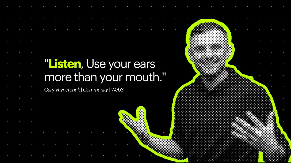 Ag3ncy_'s tweet photo. In the words of Gary Vee “Community Management Sells Shit!” 

WHAT! 😱

When it comes to community management, @garyvee  stresses that the personal touch is the best approach for any user journey. 

Brands should pay attention to his "one-to-one marketing" approach because as Gary Vee points out, "Every person you interact with, everyone you say thanks or hello to, matters." 

Customised responses make a much bigger impact than automated ones! 👥

His approach of having community managers foster authentic interactions with fans during high-traffic times is one we implement when managing our communities. 

It's about favouring substantive exchanges over churning out content. To quote #GaryVee advice, 👂 "Listen, Use your ears more than your mouth."  

The bottom line is "community management sells shit." However, it must be authentic and personal. 

- Cut out planned social posts. 
- Stop robotic tweets. 
- Talk directly to your members.
- Encourage more genuine human interaction! 

Be present and be open to talk to your #community to truly understand their needs.

👉 Need help crafting an authentic community strategy? Reach out to @Ag3ncy for expert guidance. 

What are your thoughts on optimising community engagement? 🤔
