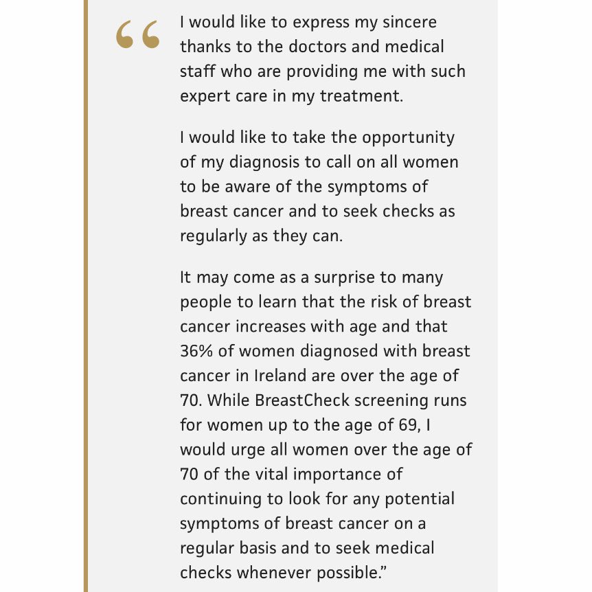 Áras an Uachtaráin can confirm that Sabina Higgins yesterday underwent a successful procedure as part of ongoing treatment which she is receiving for breast cancer.